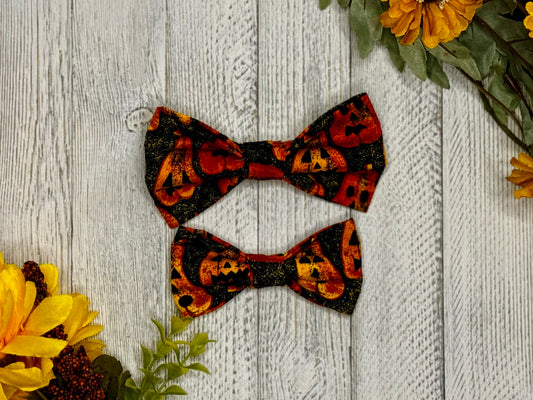 Spooky Jack-O-Lantern Clip-on Bow Tie