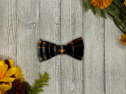 Pumpkin Plaid Clip-on Bow Tie