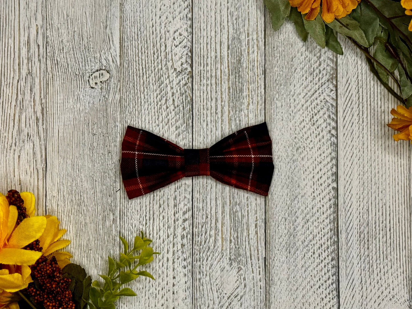 Fall Plaid Slip-on Bow Tie