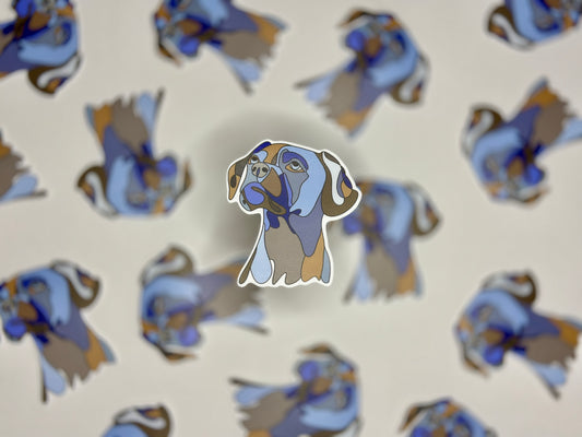 A sticker of a boxer dog in profile, with multiple copies of the sticker arranged in a pattern that fill the entire frame.