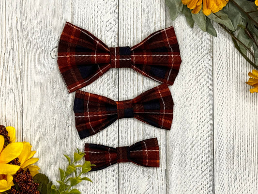 Fall Plaid Slip-on Bow Tie