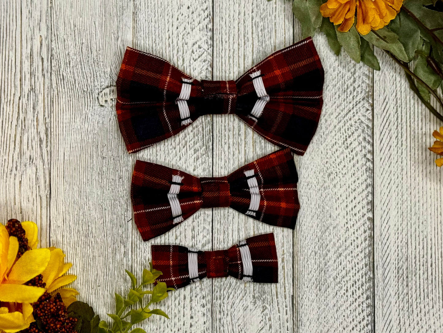 Fall Plaid Slip-on Bow Tie