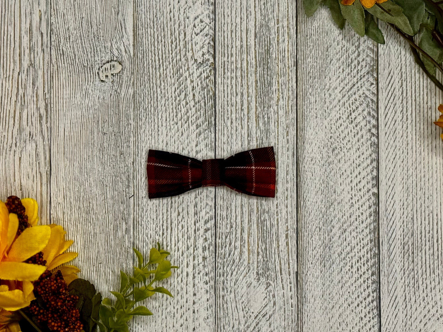 Fall Plaid Slip-on Bow Tie