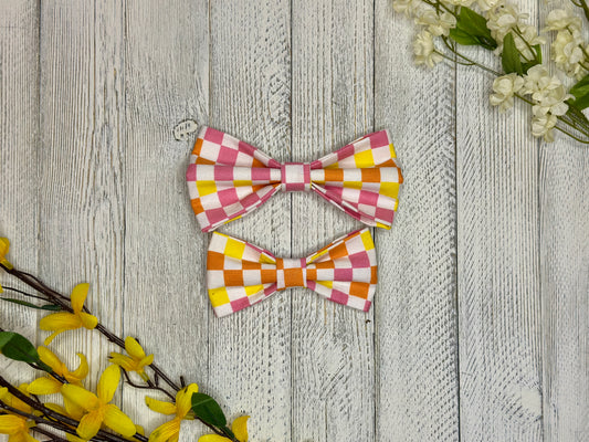 Retro Checkered Slip-on Bow Tie