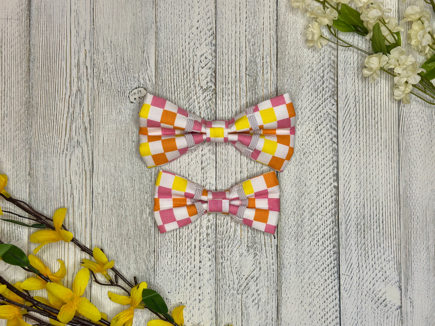 Retro Checkered Slip-on Bow Tie