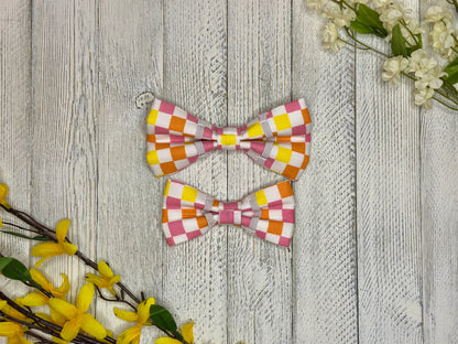 Retro Checkered Slip-on Bow Tie