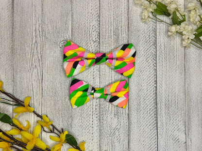 Neon Ice Striped Slip-on Bow Tie