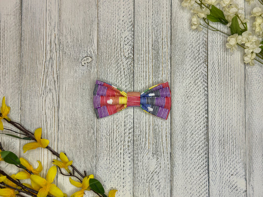 Striped Rainbow Clip-on Bow Tie