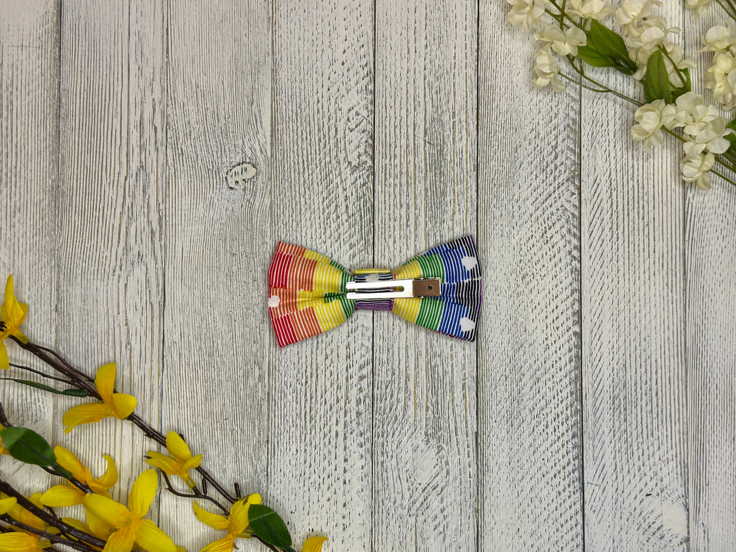 Striped Rainbow Clip-on Bow Tie