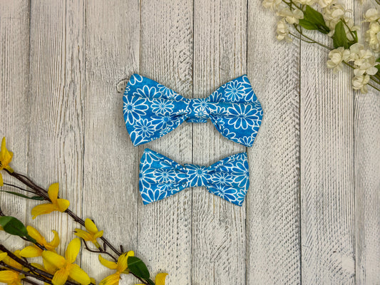 Vibrant Blue Daisy Clip-on Bow Tie