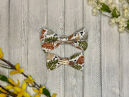 Out of the Jungle Leaves Clip-on Bow Tie