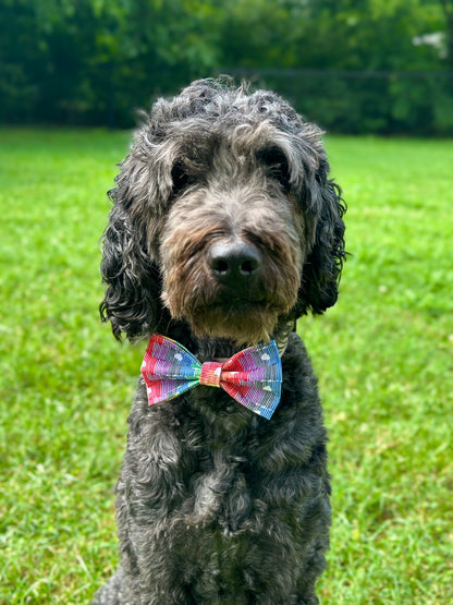 Striped Rainbow Clip-on Bow Tie