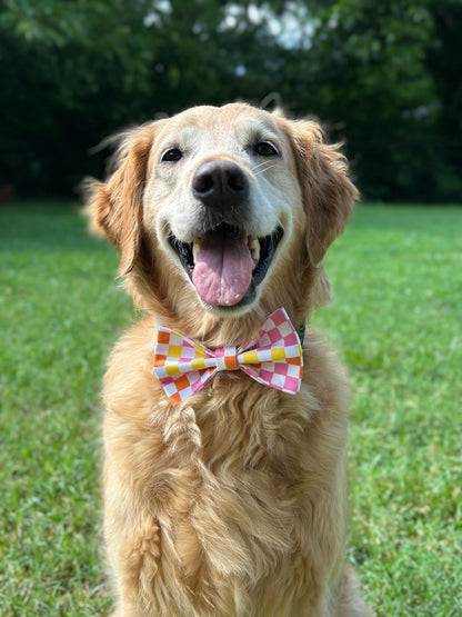 Retro Checkered Slip-on Bow Tie