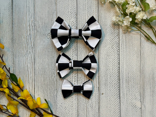 Checkered Slip-on Bow Tie