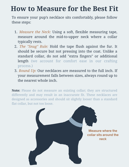 Instructions on how to measure a dog's neck for a pet beaded necklace